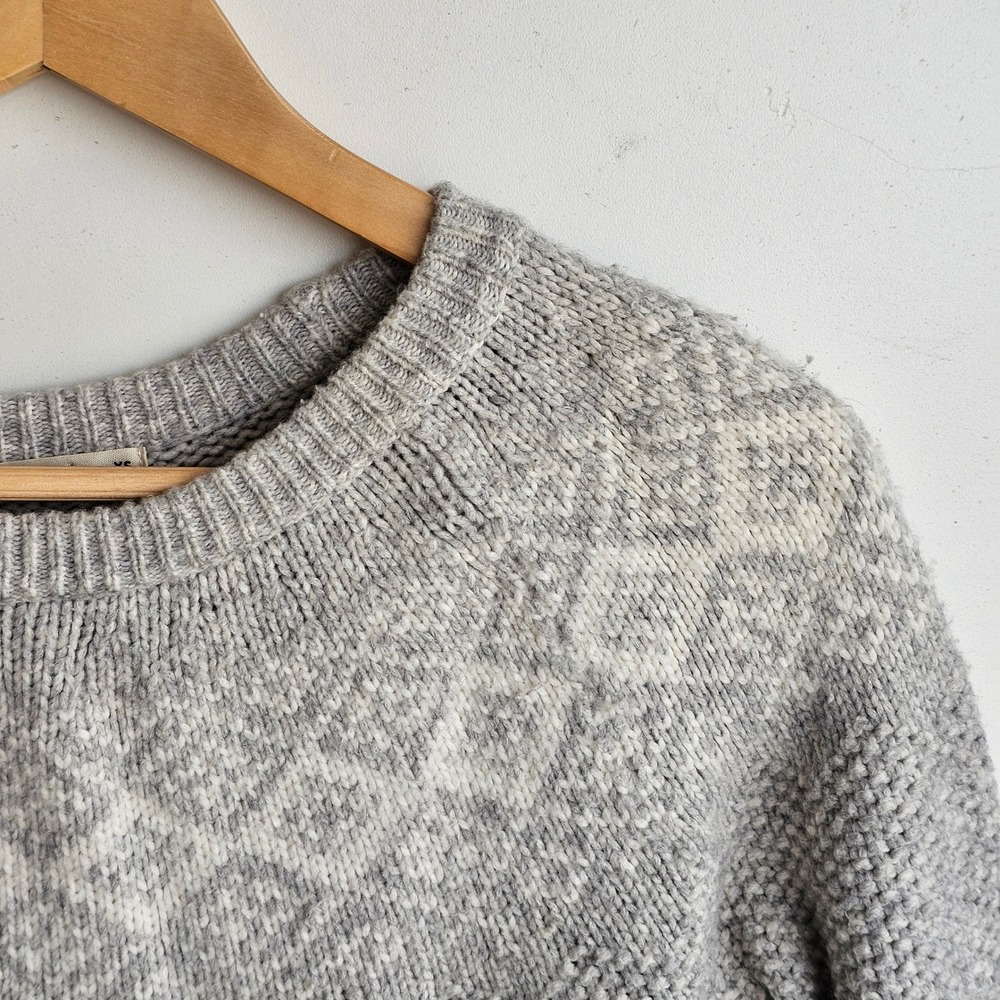 Marine Layer Fair Isle Knit‎ Pullover Sweater Wool Blend Light Gray Women's XS - Picture 3 of 9